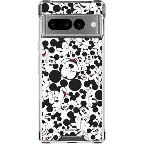 Disney Mickey Mouse Face Pattern Google Pixel 7 Pro Clear Case